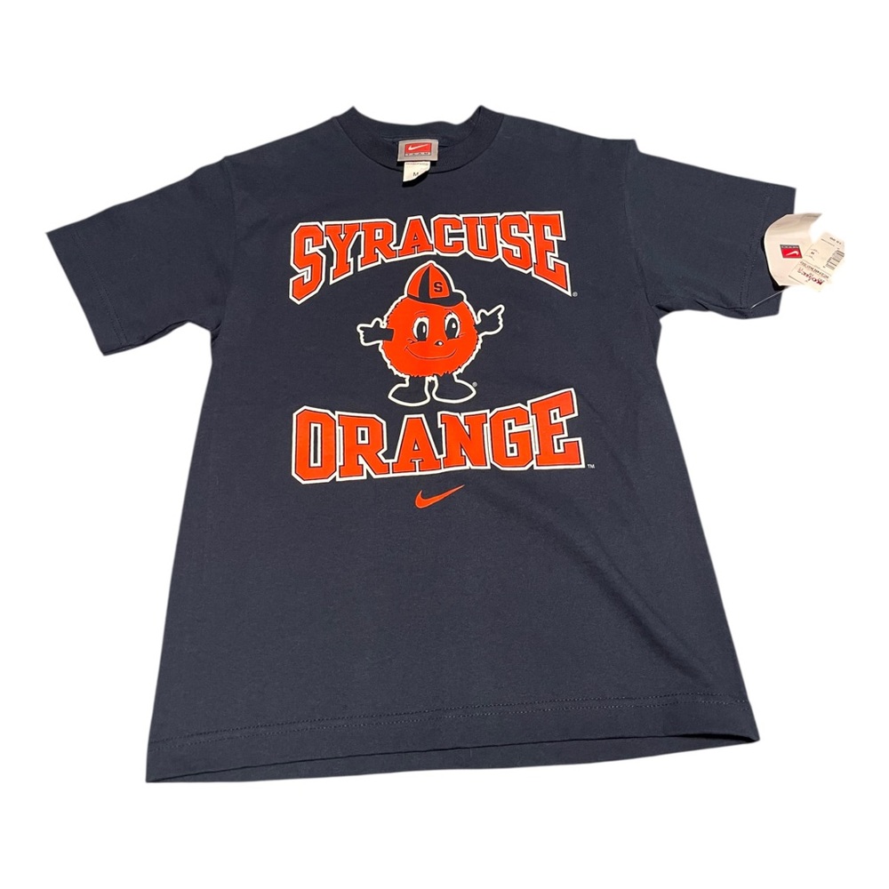 Vintage Syracuse Orange Football T-Shirt Size Youth Medium Navy Blue NEW